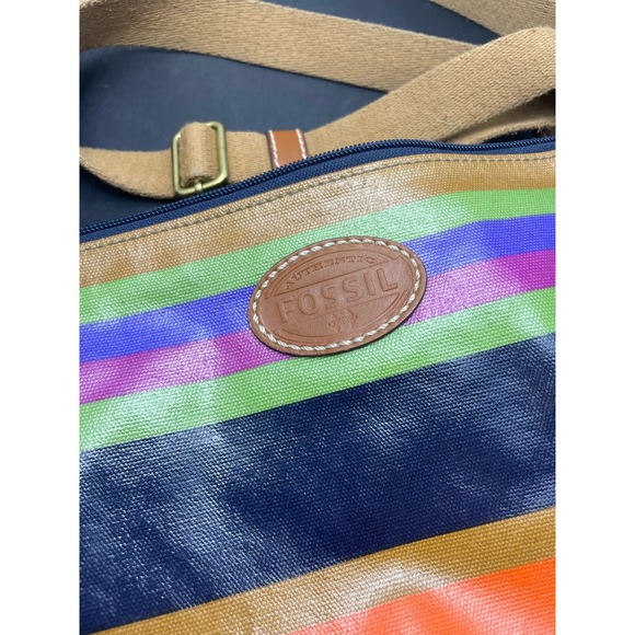 Fossil Keyper Crossbody Coated Canvas Mailbag Multicolor Stripe - Picture 2 of 10